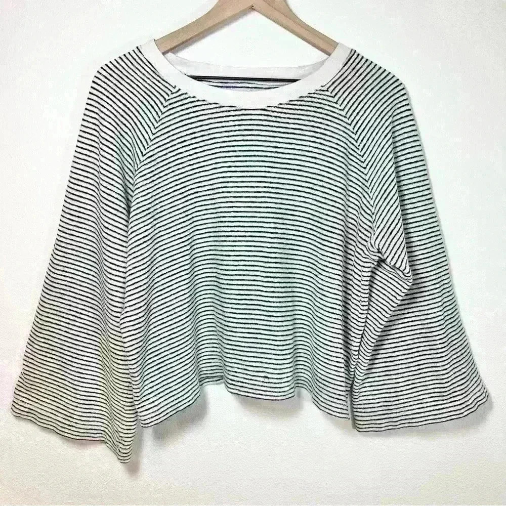 Madewell Women’s Terry Raglan Sweatshirt in Stripe Size Medium - Picture 4 of 13